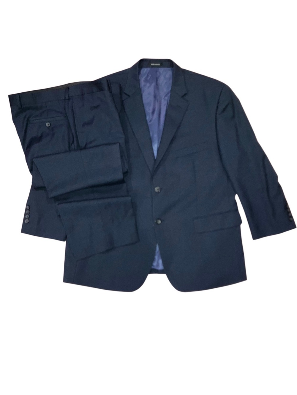 Pronto Uomo Platinum Mens Suit Wool Professional Business 2 Piece Navy Blue 46 S